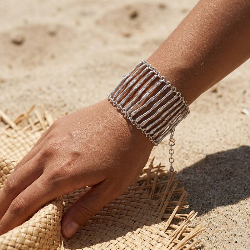 Desert Reed Zamalek Silver Multi-Bar Bracelet