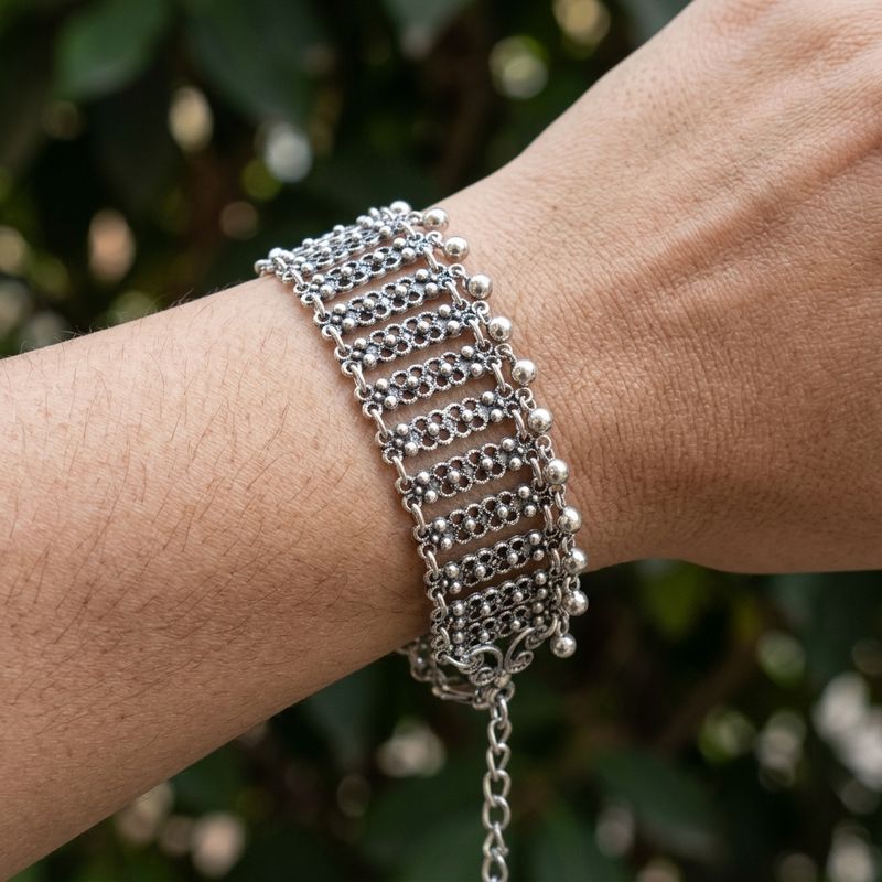 Bedouin Lace Zamalek Silver Chime Bracelet