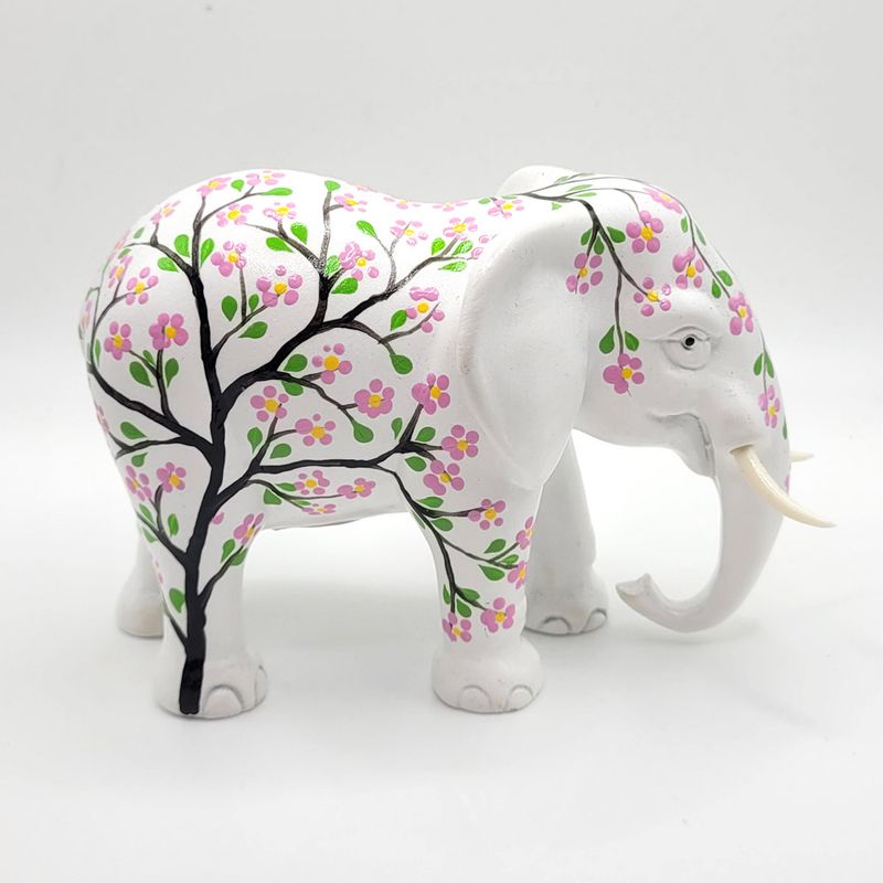 Elephant Sculpture - White Floral
