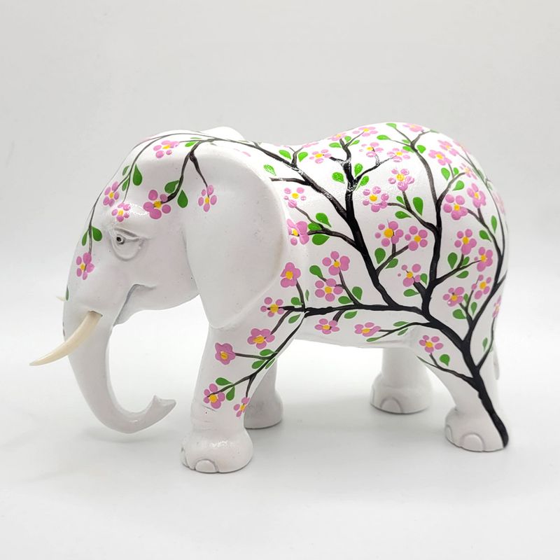 Elephant Sculpture - White Floral