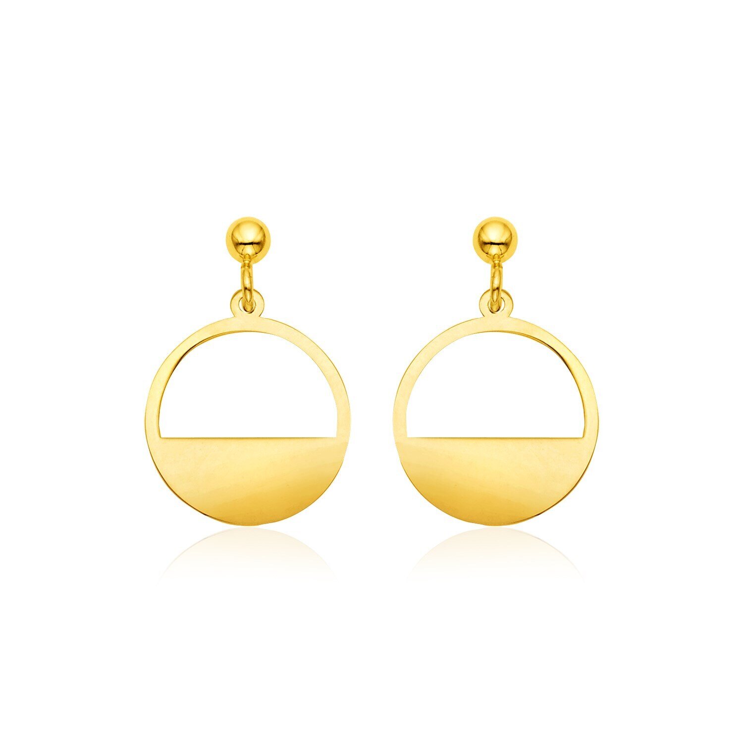 14k Yellow Gold Half Open Circle Earrings