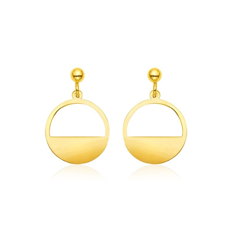 14k Yellow Gold Half Open Circle Earrings