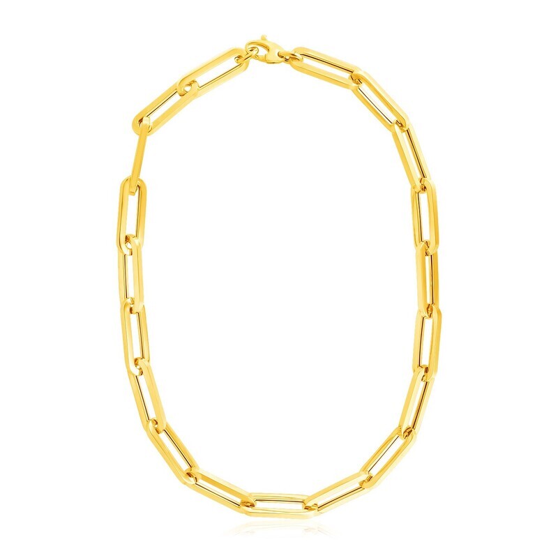 14k Yellow Gold Extra Wide Paperclip Chain Necklace