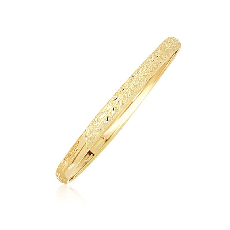 10k Yellow Gold Dome Children&#39;s Diamond Cut Florentine Bangle