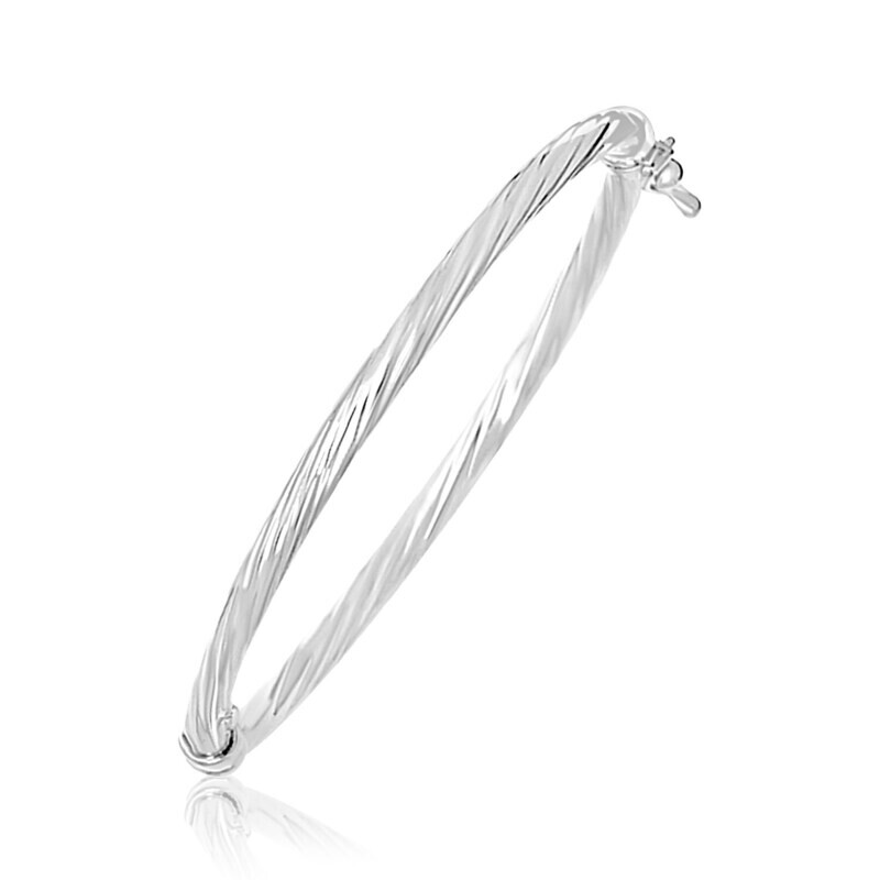 14k White Gold Polished Twist Children&#39;s Bangle