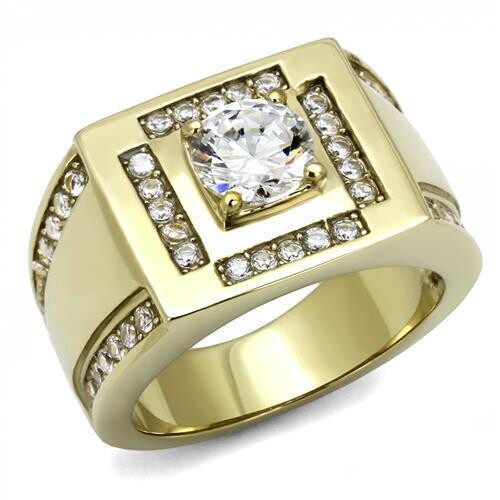 Stainless Steel Ring with AAA Grade CZ - IP Gold (Ion Plating)