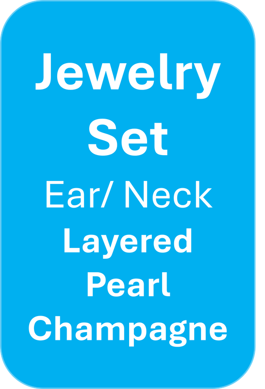 Jewelry Set - Earrings and Necklace - Layered Pearl Champagne