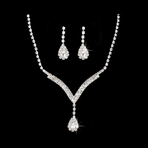 Jewelry Set Necklace Earring Crystal Rhinestone LG V