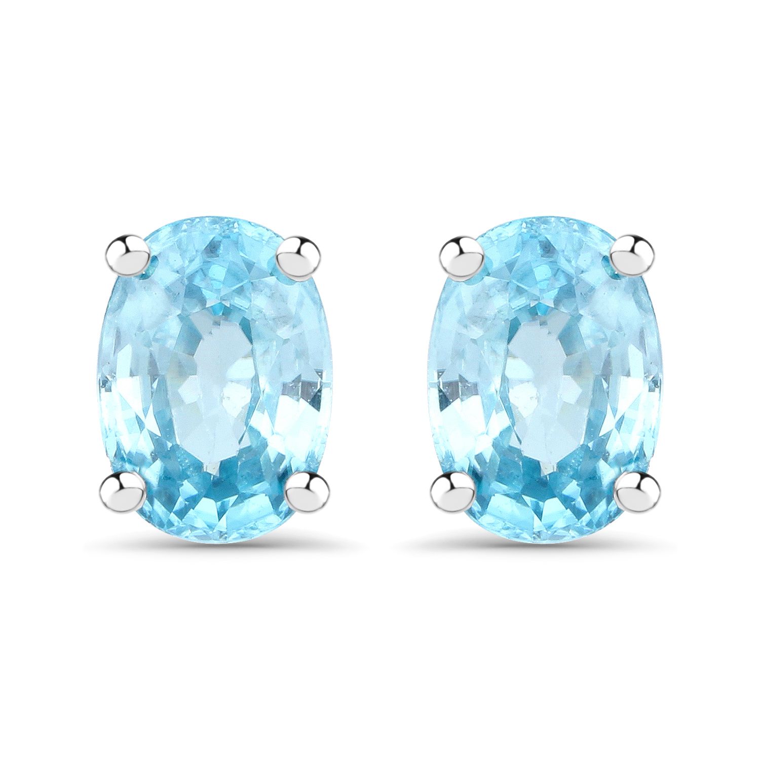 2.40 Carat Genuine Blue Zircon .925 Sterling Silver Earrings
