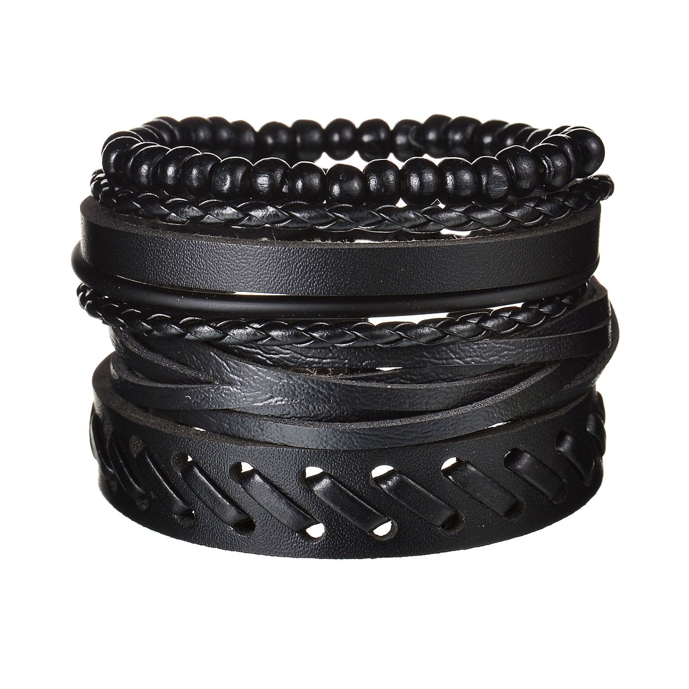 Mens Modern Multilayered Bracelet - Leather, Style: S24