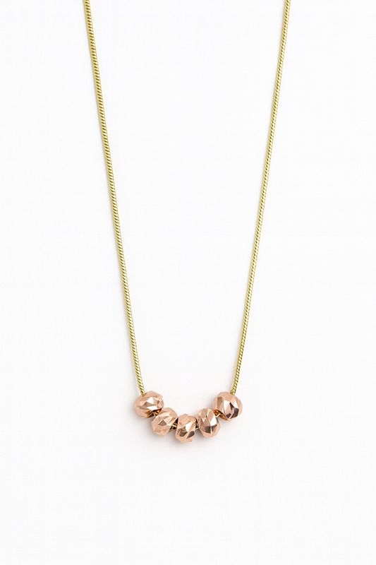Stainless Steel Rose Gold Beaded Necklace for Women