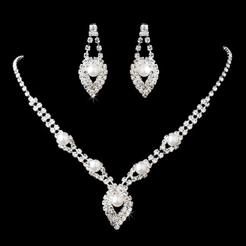 Crystal Rhinestone Pearl Fashion Jewelry Set