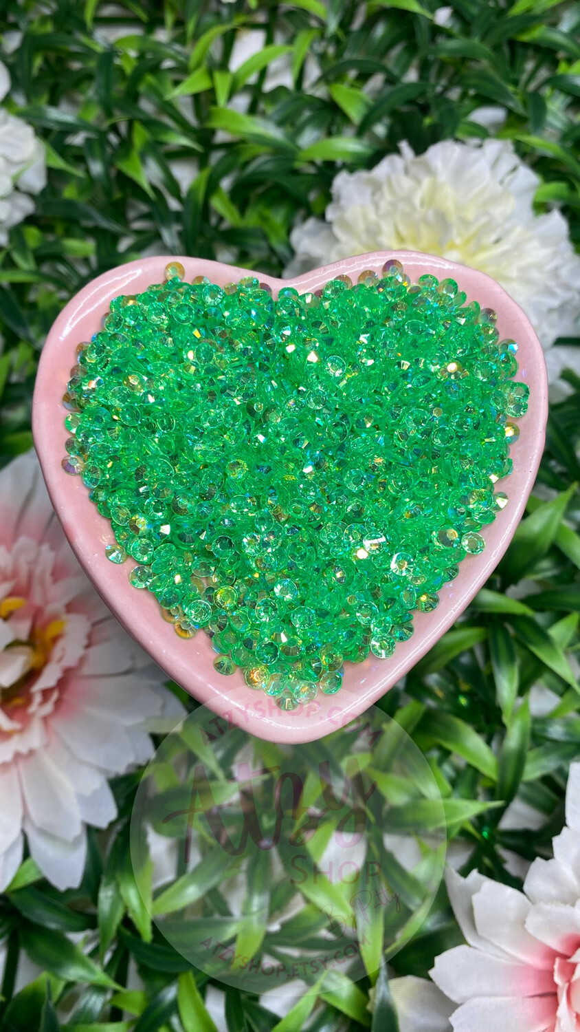 Transparent Lime Green AB Rhinestones