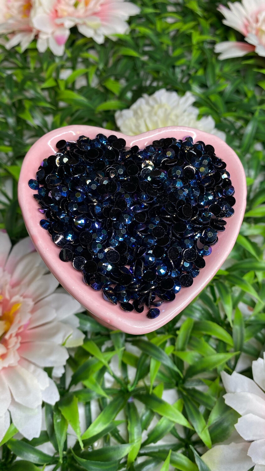 Blue Neptune AB Resin Rhinestones w/Black Back