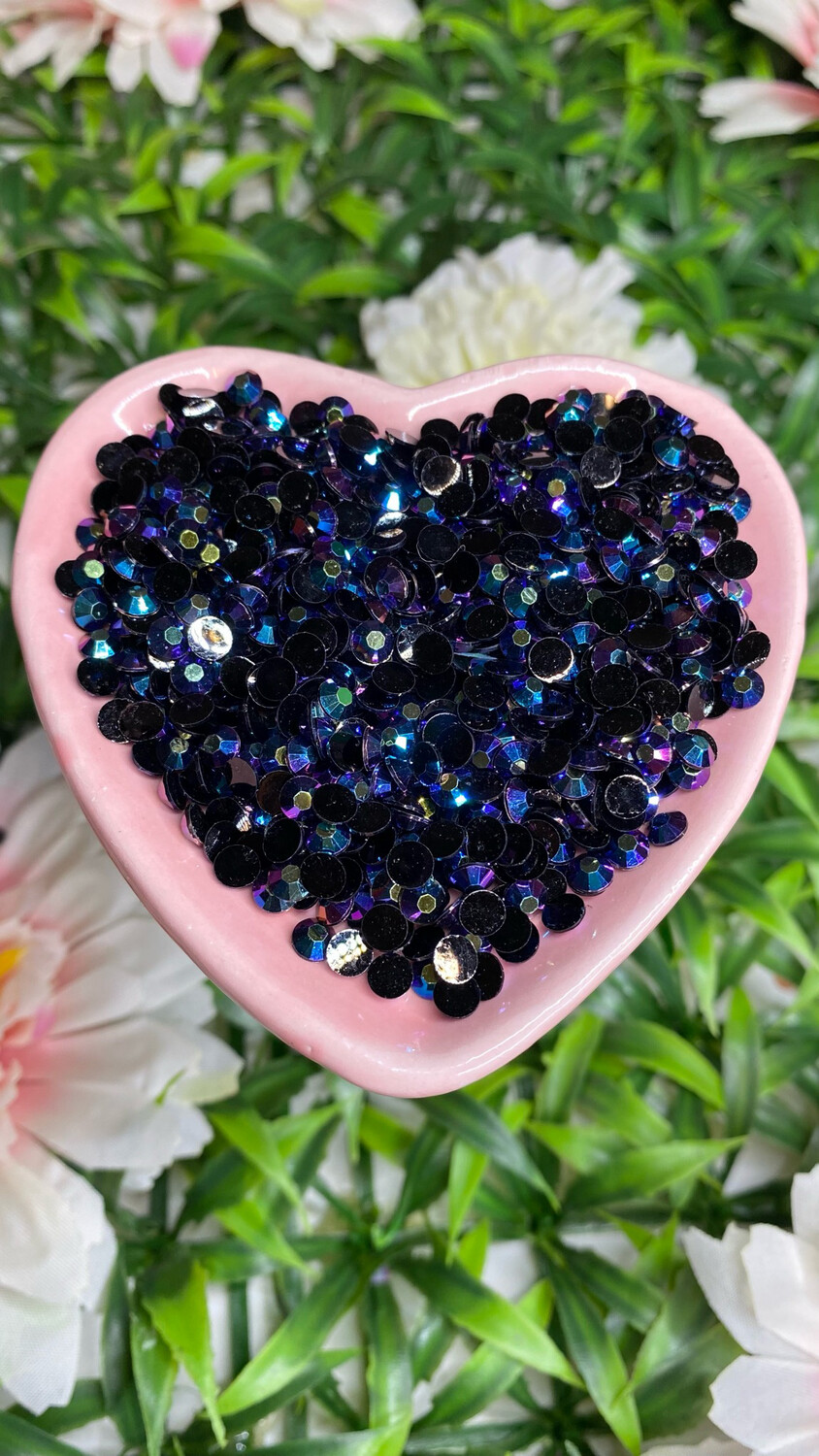 Galaxy Blue AB Resin Rhinestones w/Black Back