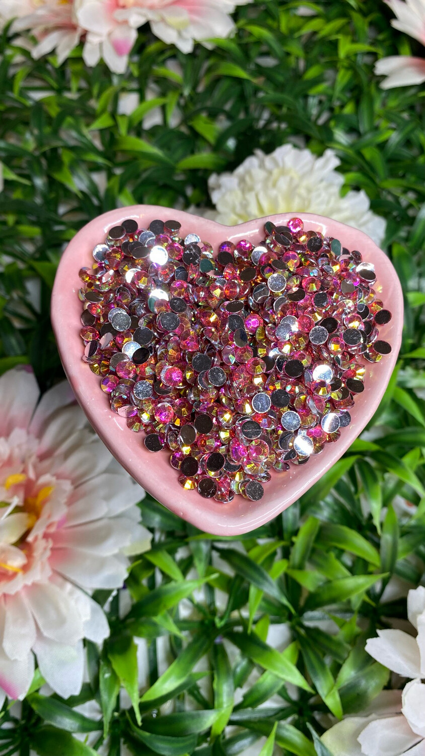 Mermaid Pink AB Resin Rhinestones w/Silver Back