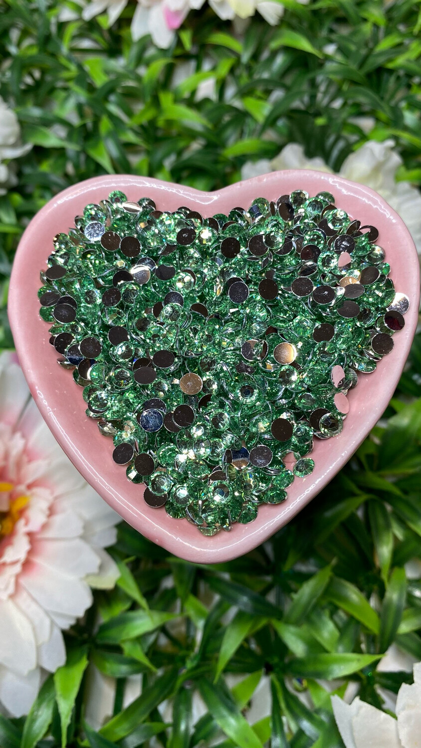Peridot Green (Light Green) Resin Rhinestones w/Silver Back