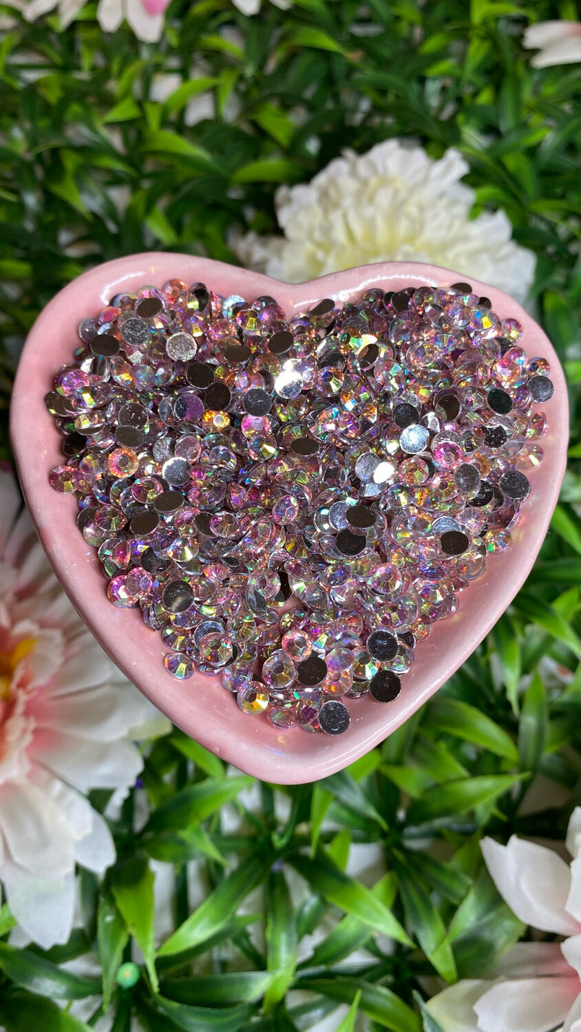 Peachy Light Pink AB Resin Rhinestones w/Silver Back