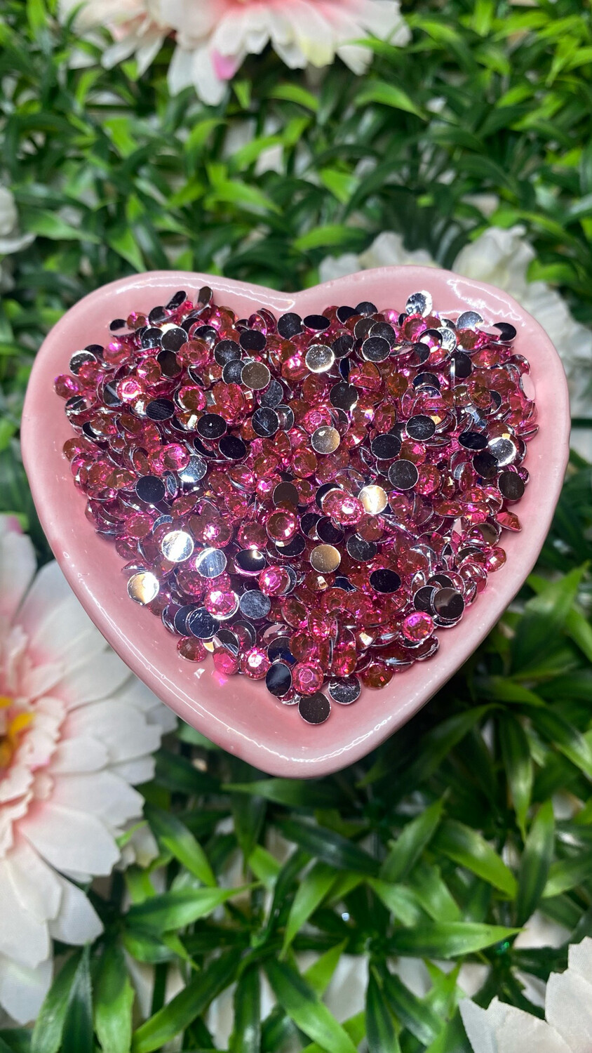 Princess Pink (Medium Pink) Resin Rhinestones w/Silver Back