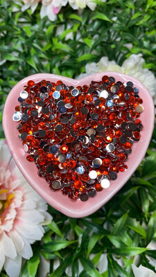 Crimson Red (Orangy Red) Resin Rhinestones w/Silver Back