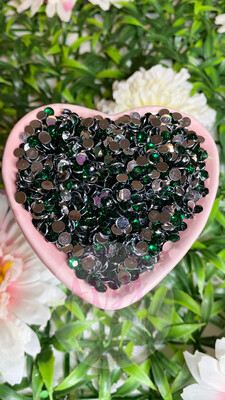 Emerald Love (Green) Rhinestones w/Silver Back