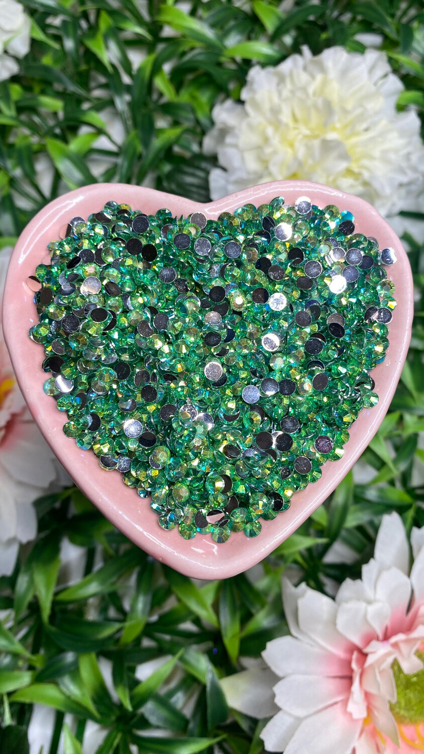 Spring Green AB Resin Rhinestones w/Silver Back