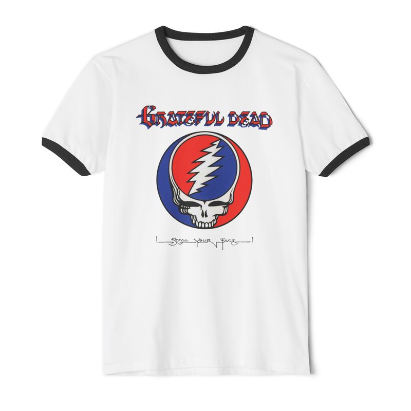 Grateful Dead, Steal Your Face. Vintage Style 80s Ringer Shirt
