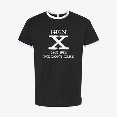 Gen X — We Don't Care Retro Ringer Tee