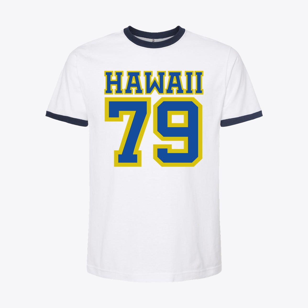 Hawaii '79 — Retro State Tourist Ringer Tee. Customizable Year.