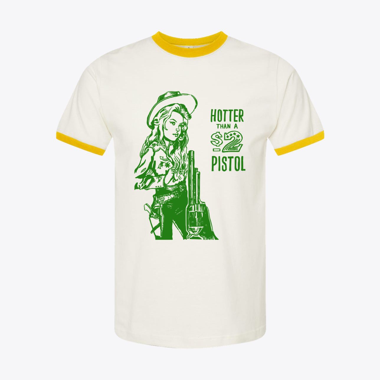 Hotter Than a Two Dollar Pistol Retro Ringer Tee