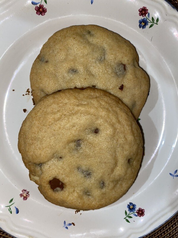 Half a dozen chocolate chip cookies w/ walnuts