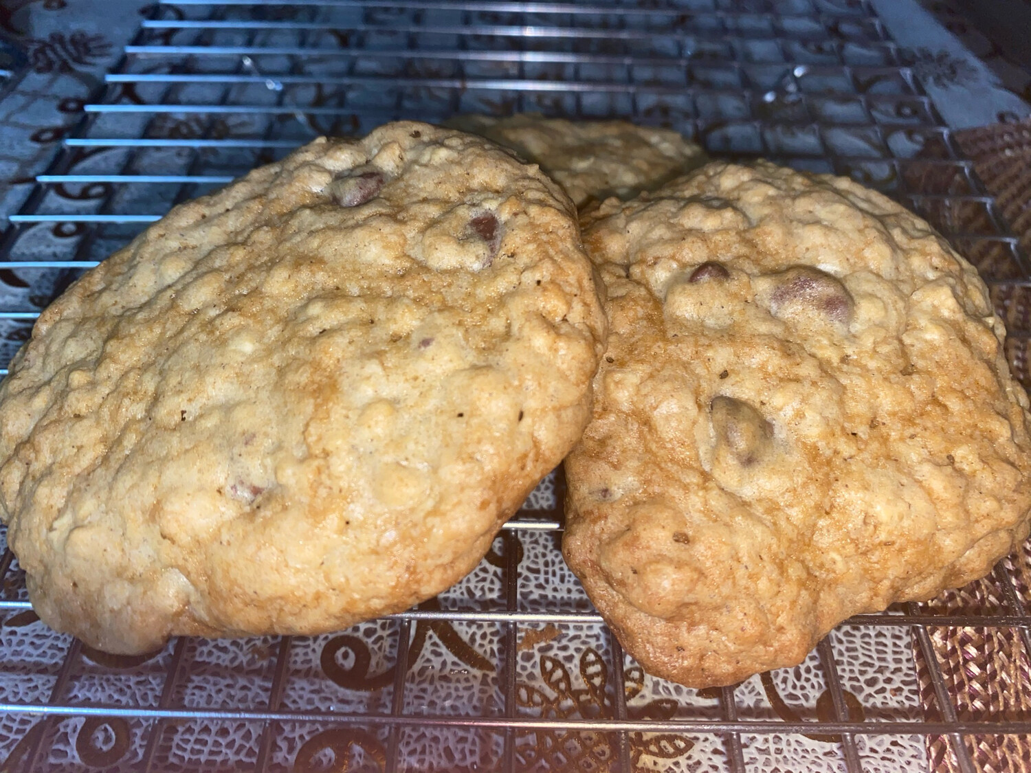 Half a dozen oatmeal chocolate chip cookies