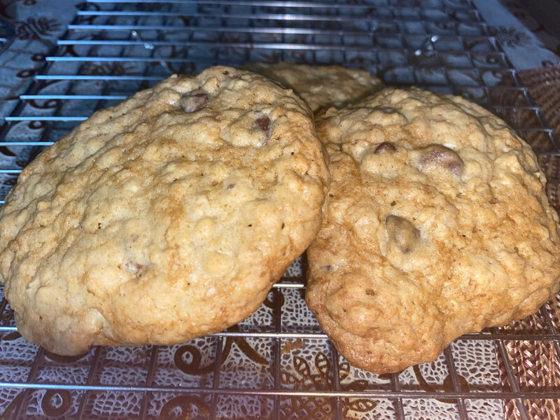 Half a dozen oatmeal chocolate chip cookies