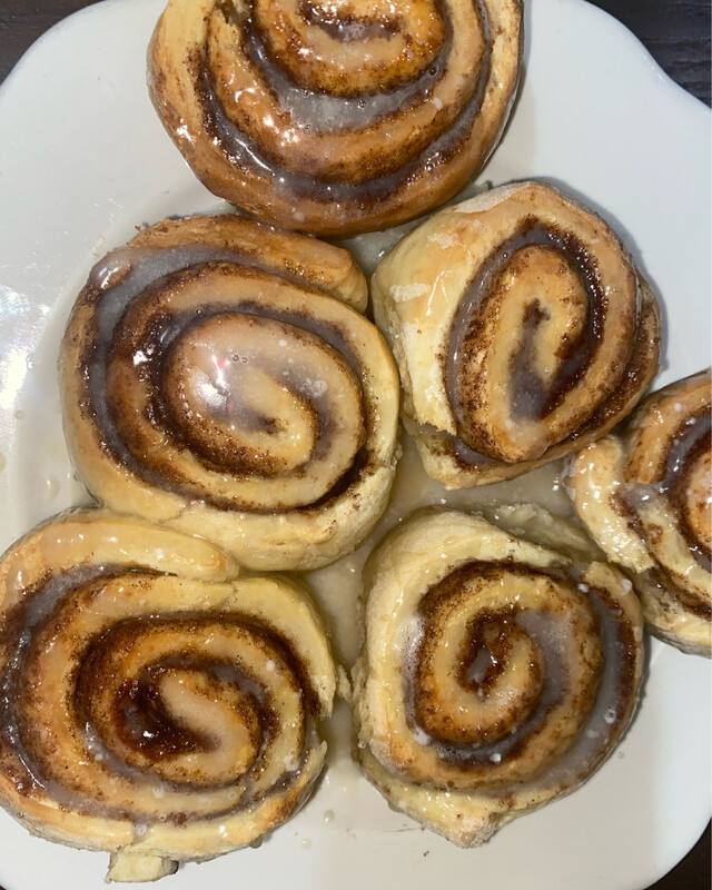 Half a dozen cinnamon rolls