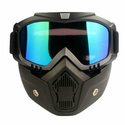 Mortorcycle Mask Detachable Goggles and Mouth Filter black