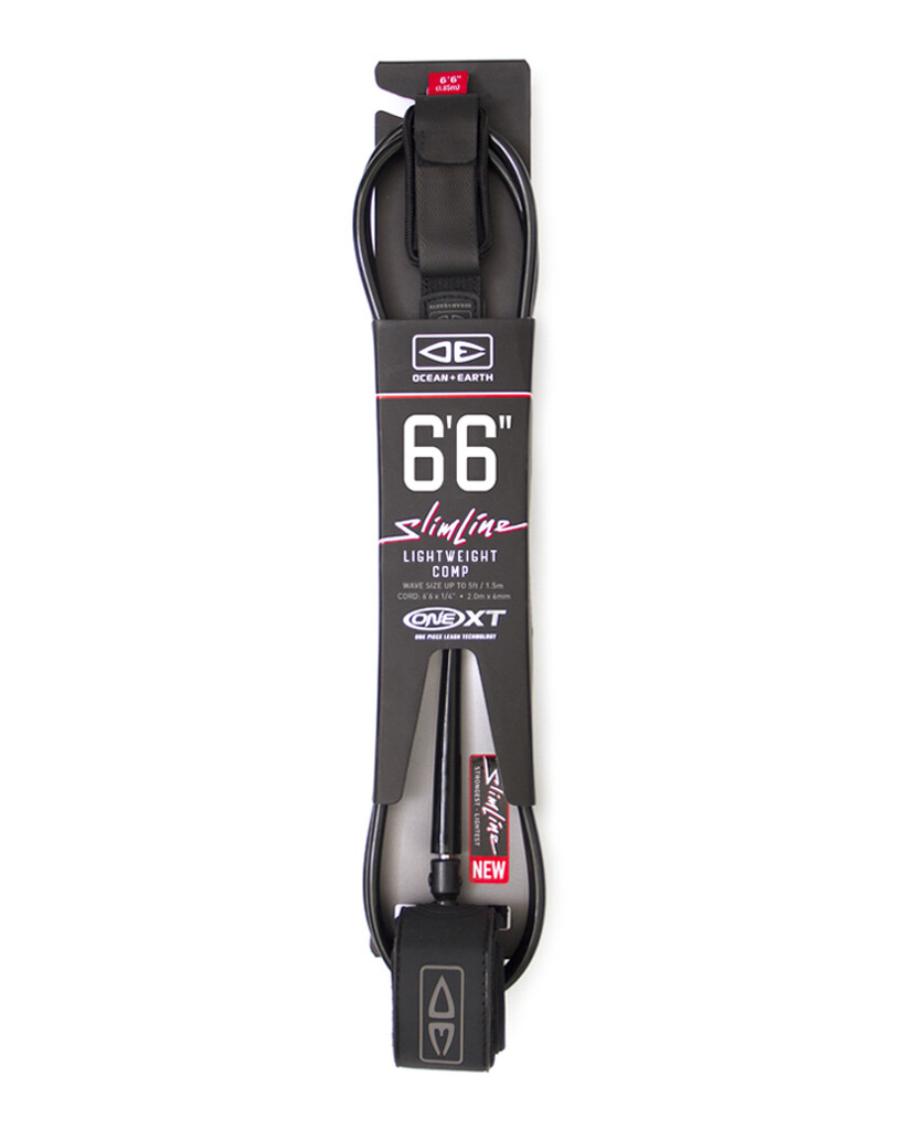 Slimline Lightweight Comp One-XT Leash - 6&#39;6ft, Color: Black