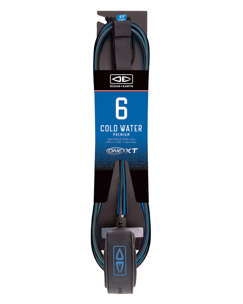 Cold Water Premium One-XT Leash - 6ft, Color: Black / Blue