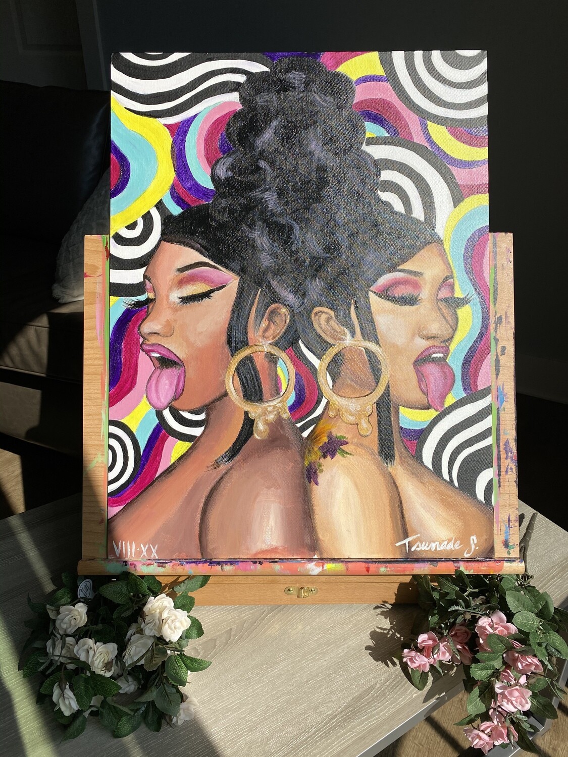 W.A.P/ MEG THEE STALLION &amp; CARDI B PORTRAIT 18 x 24 in. Panel