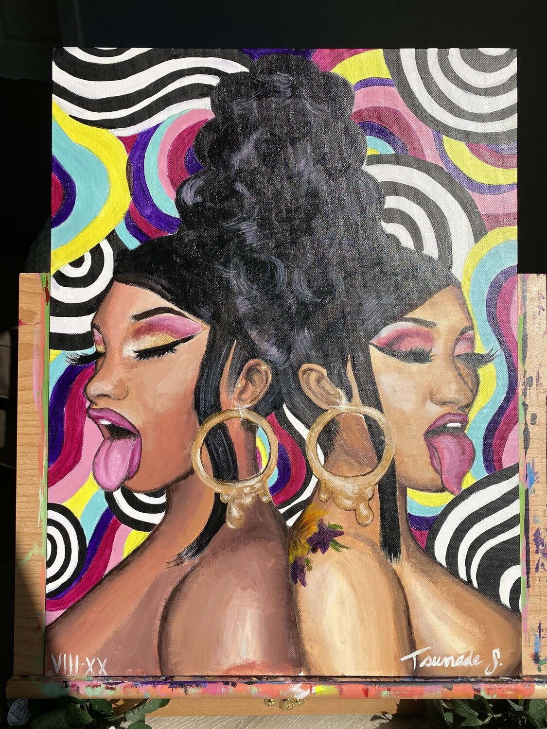 W.A.P/ MEG THEE STALLION &amp; CARDI B PORTRAIT 18 x 24 in. Panel