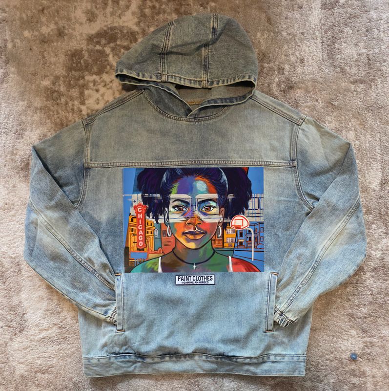 Chicago Girl Denim Hoodie