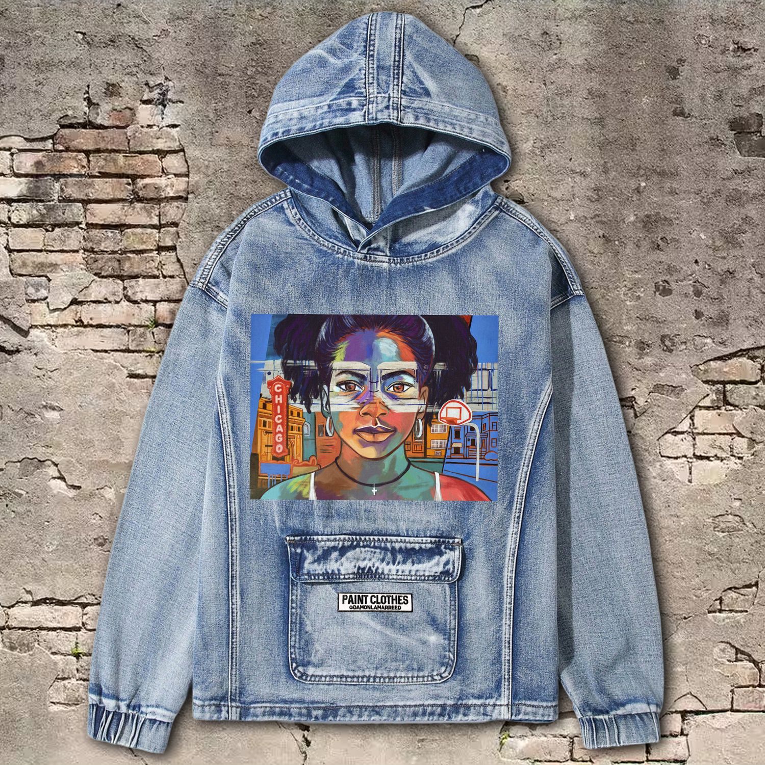 Chicago Girl Denim Hoodie