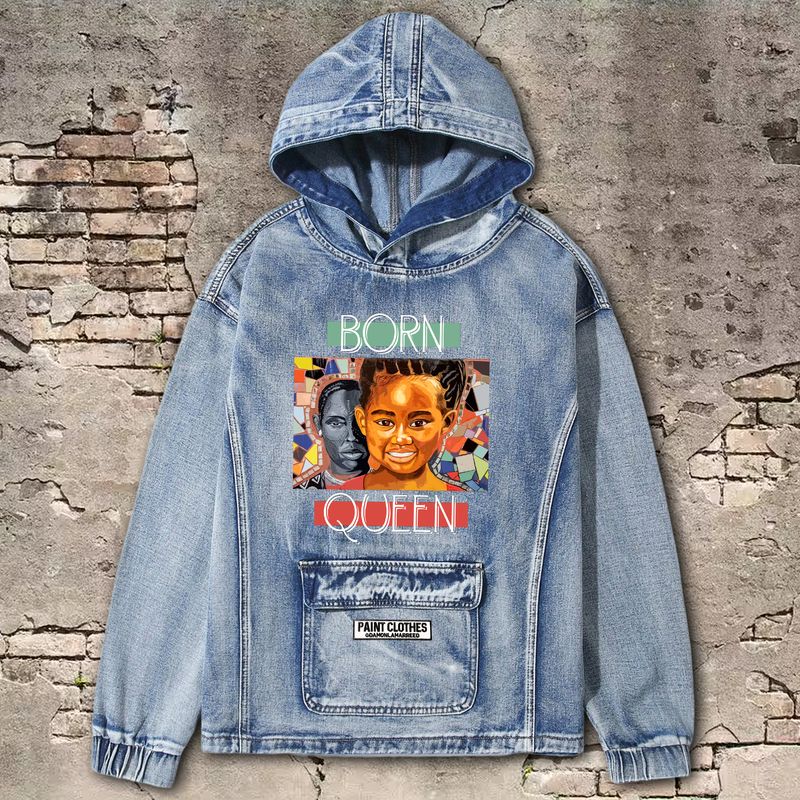 Born Queen Denim Hoodie