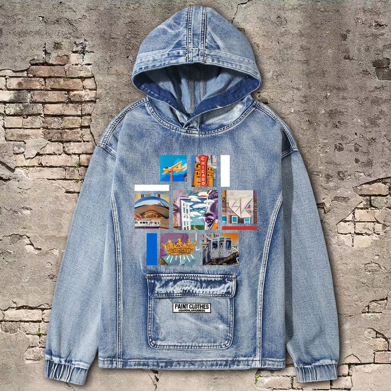 Chi-Town Collage Denim Hoodie