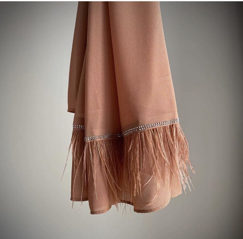 Heavy georgette hijab with feather work