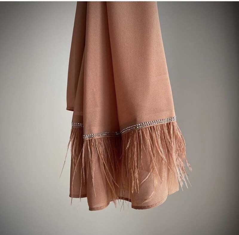 Heavy georgette hijab with feather work
