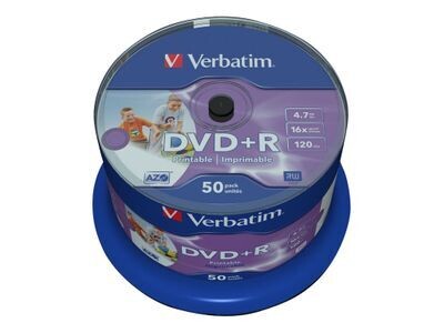 DVD+R 4,7 GB Verbatim printable 50er Spinel