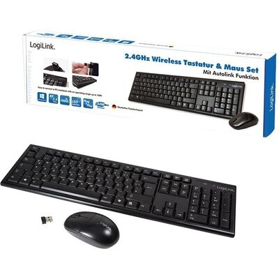 LogiLink Wireless Maus & Tastatur Set Schwarz