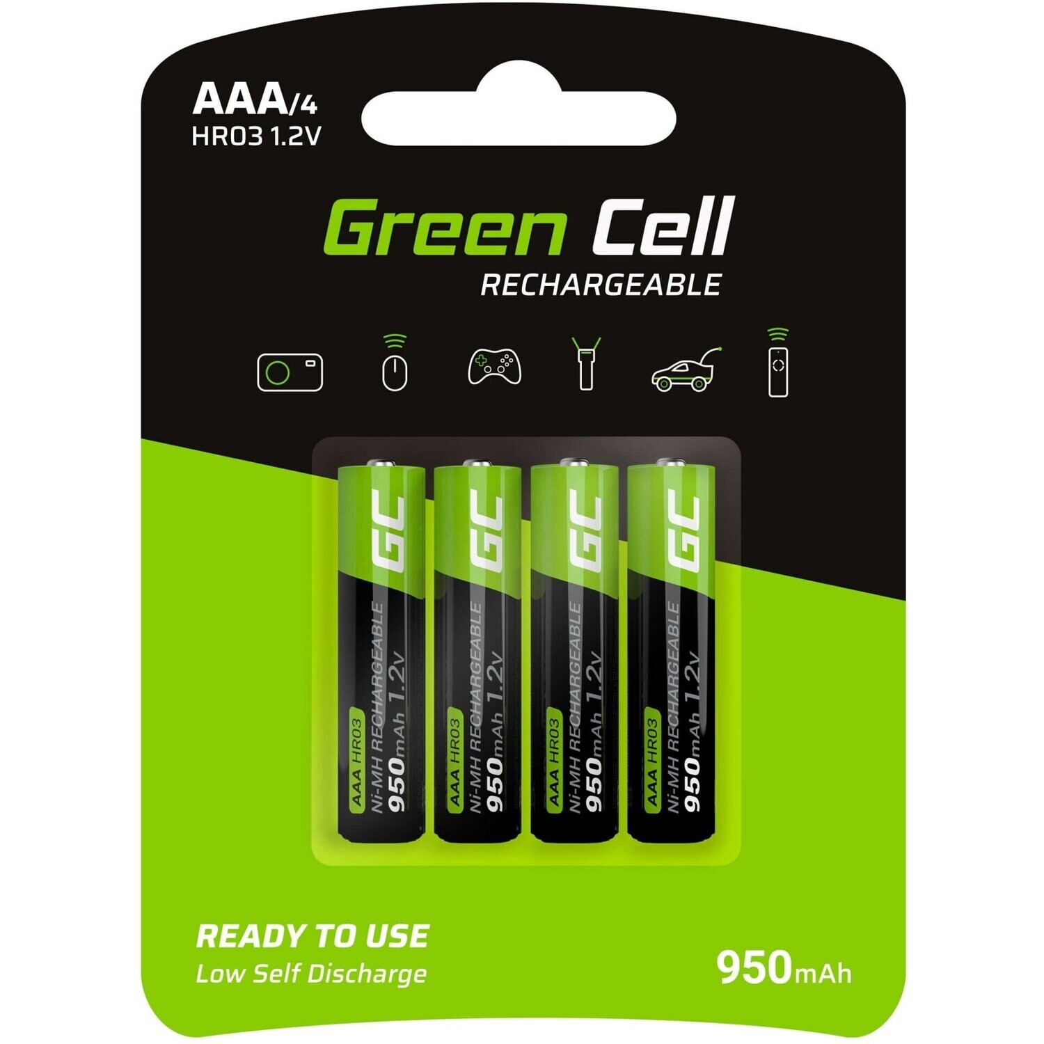Green Cell Akkus AAA HR03 1,2 V 950 mAh 4er