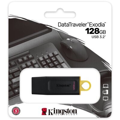 128 GB USB 3.0 Stick Kingston Data Traveler Exodia schwarz/gelb
