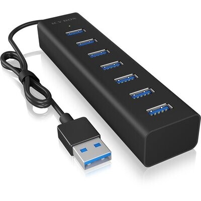 Icy Box USB 3.0 HUB incl. Netzteil 7 port Aluminium Black